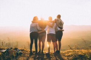 Group of friends with sunlight