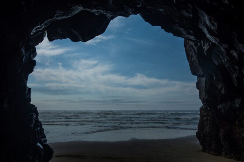 Beach view from inside cave